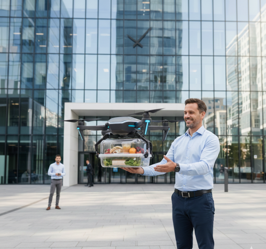 Livraison de plateau repas par drone 
